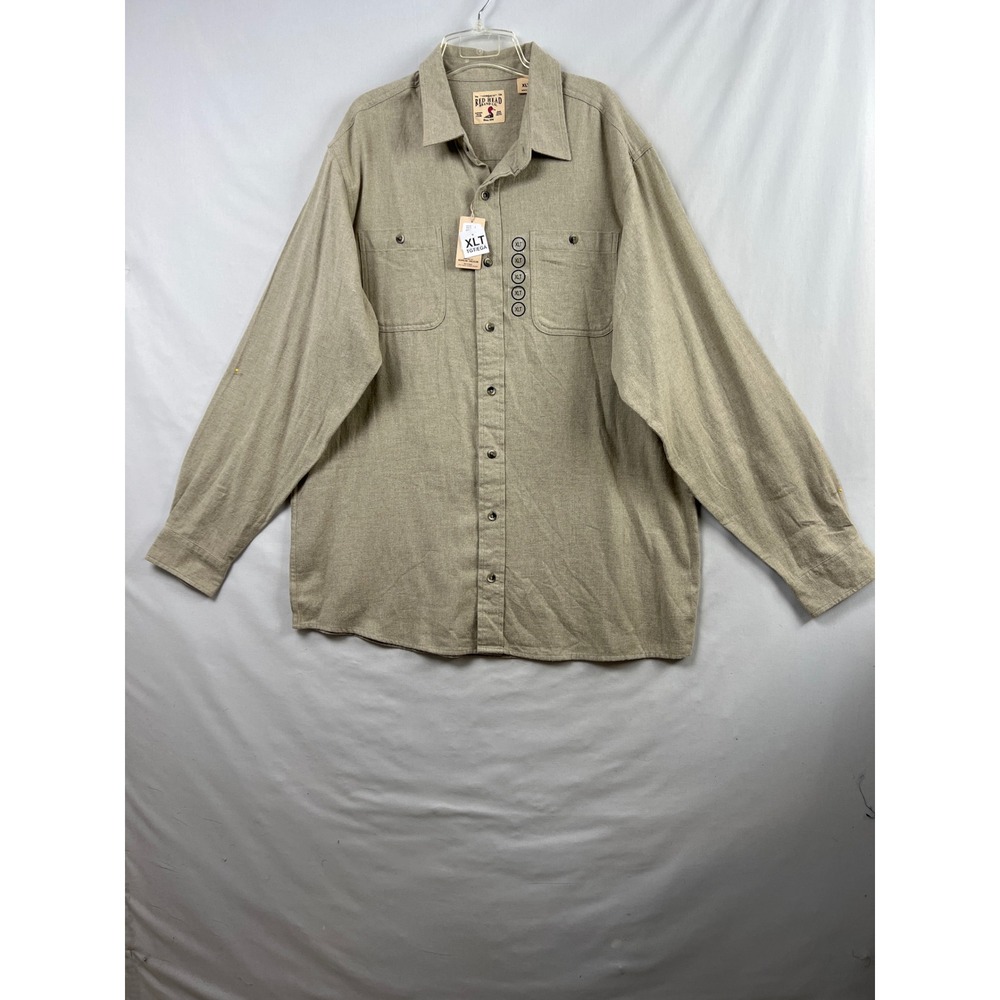 RedHead Button Down Shirt Mens XLT Tan Long Sleeve Cotton Flannel Tall NWT - Picture 1 of 9